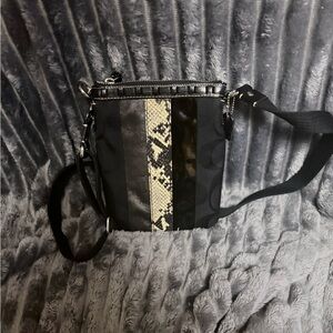 NWOT Coach  Black Signature  with Leather Accents Crossbody Bag